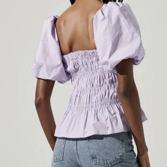 NWT ASTR Savina Lavendar Puff Sleeve Cropped Top - XL from Anthropologie - Picture 2 of 8